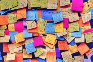 Post-it notes of many colors